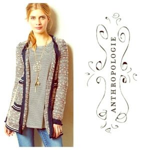 Anthropologie Moth Open Front Cardigan navy/pink